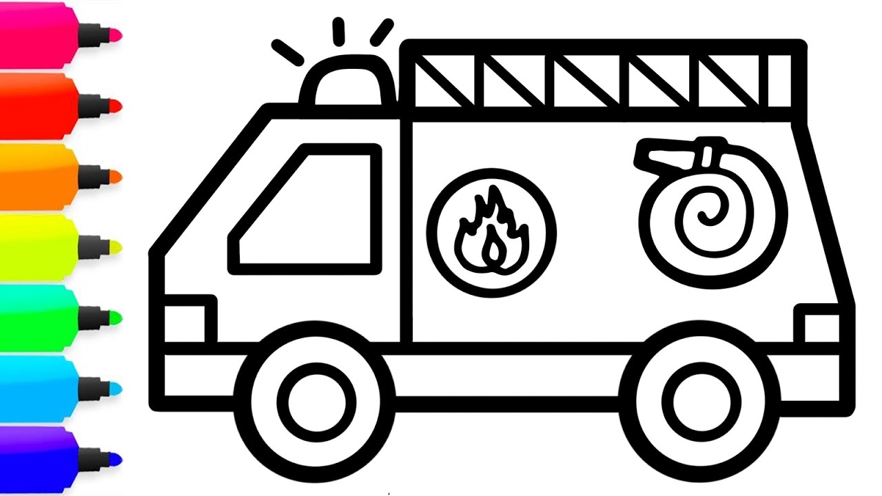Watch Now desenho e colorir caminhão de bombeiros para colorir para crianças aprendem cores desenho e colorir caminhão de bombeiros para colorir para crianças aprendem cores