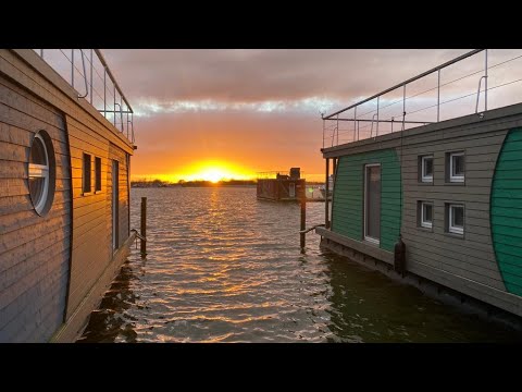 Traumhafter Sonnenuntergang von der Dachterrasse vom Hausboot Arnica erleben - Vinetastadt Barth
