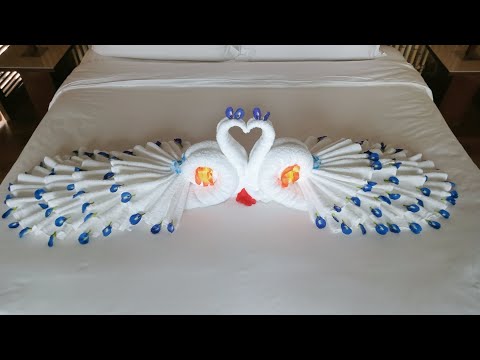 Towel folding peacock|| bed decoration hotel||housekeeping towel art||RB LOVE#viralvideo#youtube