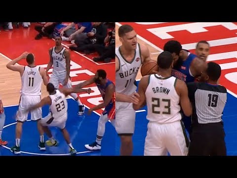 Sterling Brown wanna fight Andre Drummond after Andre shoves him | Pistons vs Bucks - Game 3