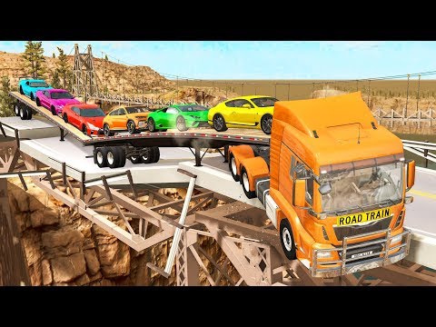 Breakable Bridge Traffic Jam #3 - Beamng drive