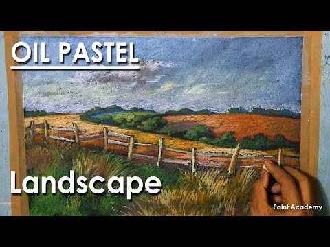 Oil Pastel Drawing A Vast Rural Landscape