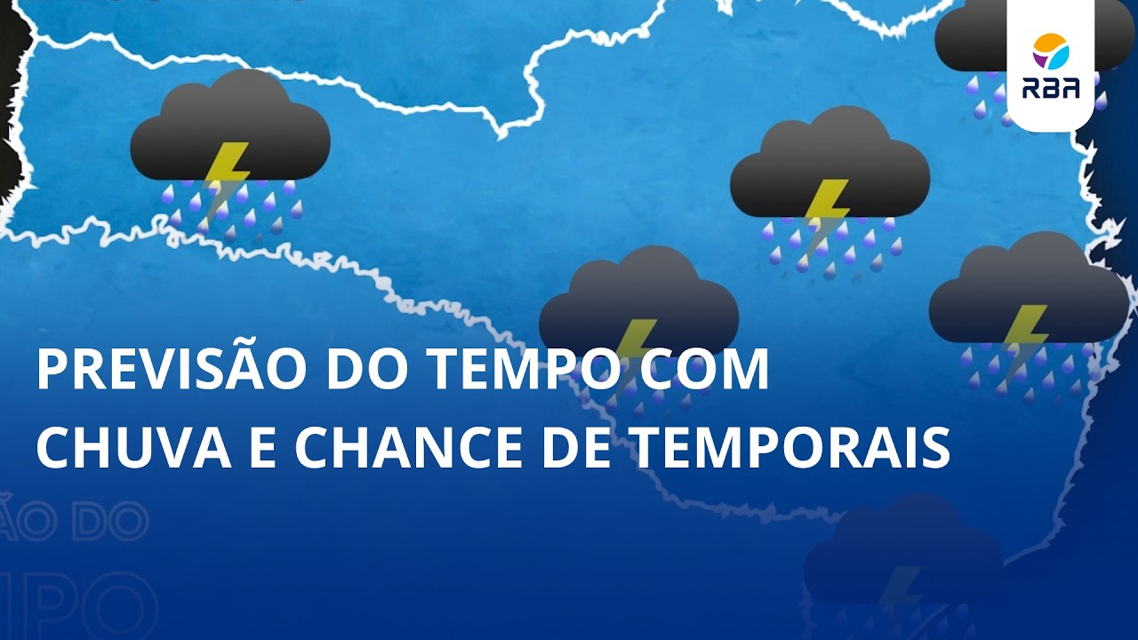 Previsão do tempo com chuva e chance de temporais