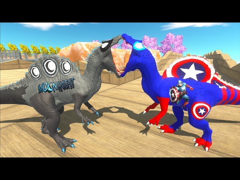 CAPTAIN AMERICA SPINO VS MOON KNIGHT SPINO DEATH RUN -Animal Revolt Battle Simulator
