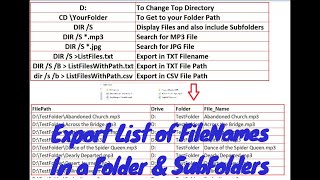 How to Get a List of Filenames in Folder Using Command Prompt