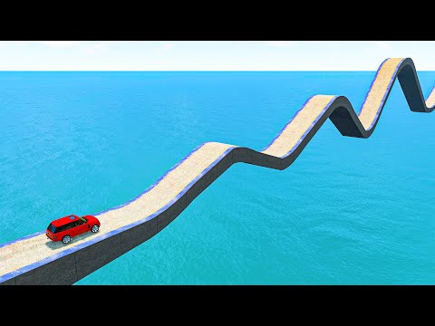 Impossible Growing Wave Bridge Crossing Cars Vs Deep Water - BeamNG.Drive