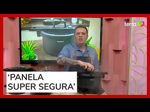 Panela de pressão transborda durante programa ao vivo e momento viraliza