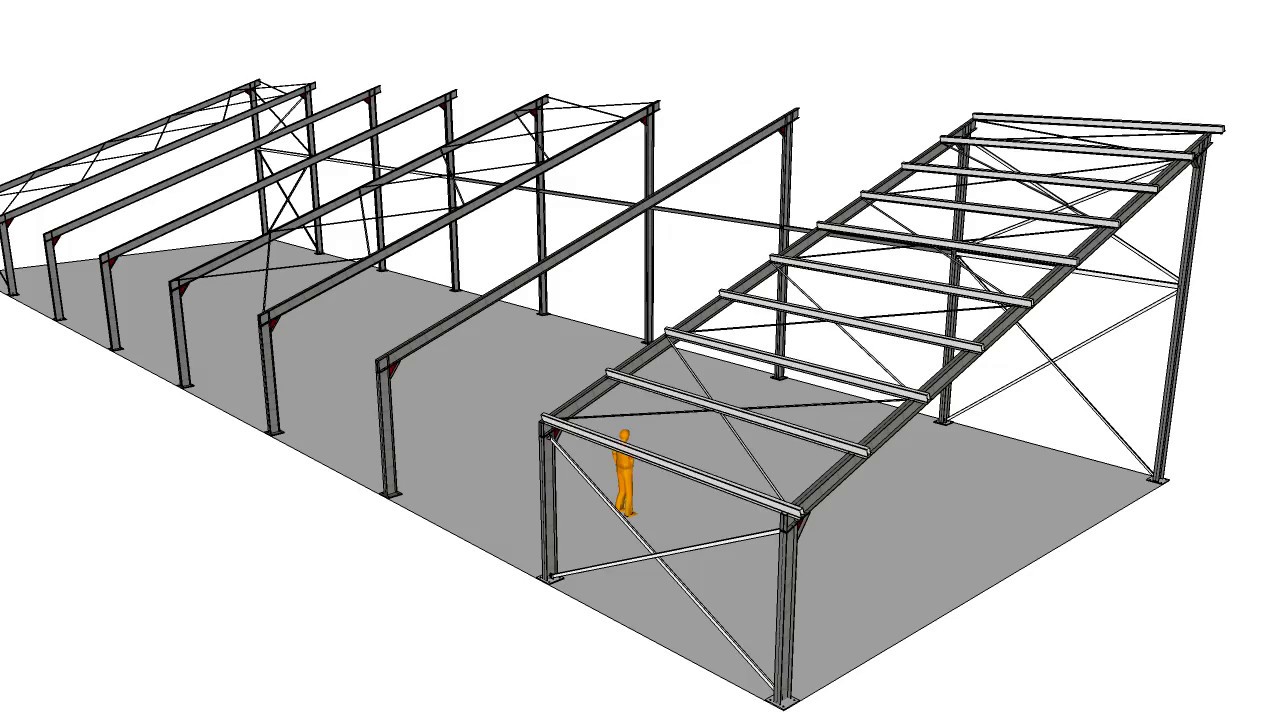 Strutture metalliche per sostegno pannelli fotovoltaici. (Sketchup)