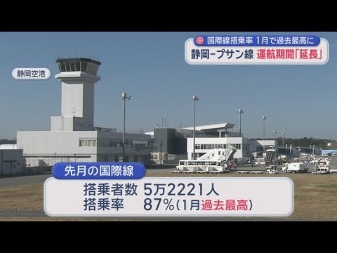 YouTube Video 静岡空港国際線の搭乗率が１月として過去最高　チェジュ航空のソウル線が国際線の搭乗率を押し上げたか