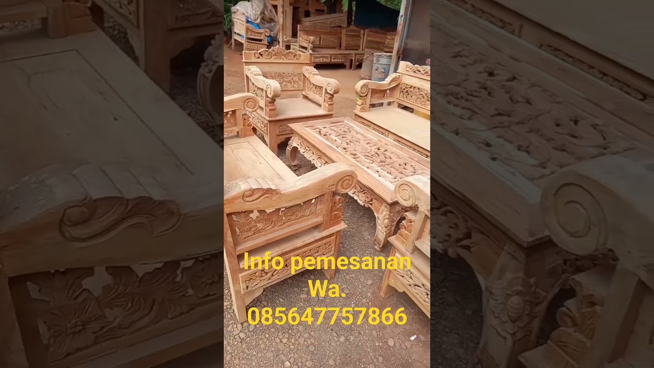 Mebel jepara kursi tamu rahwana bagong mentahan alusan bahan kayu jati pilihan