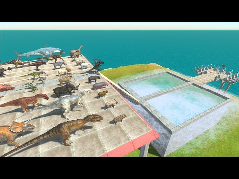 Try Not To Fall In Megalodon or Mosasaurs Pool | Animal Revolt Battle Simulator
