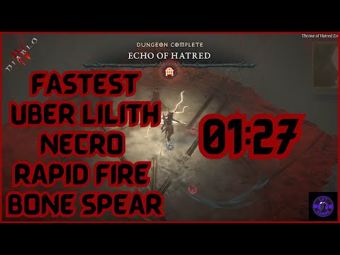FASTEST UBER LILIITH KILL BUILD GUIDE BONE SPEAR NECROMANCER - DIABLO 4 SEASON OF BLOOD