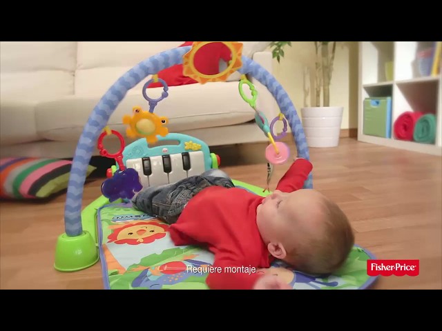 Vídeo relacionado con Fisher-Price Gimnasio-Piano pataditas Alfombra de Juego para bebés con Juguetes Musicales y sensoriales para recién Nacidos y niños pequeños, Azul Marino y Beige, JMN75