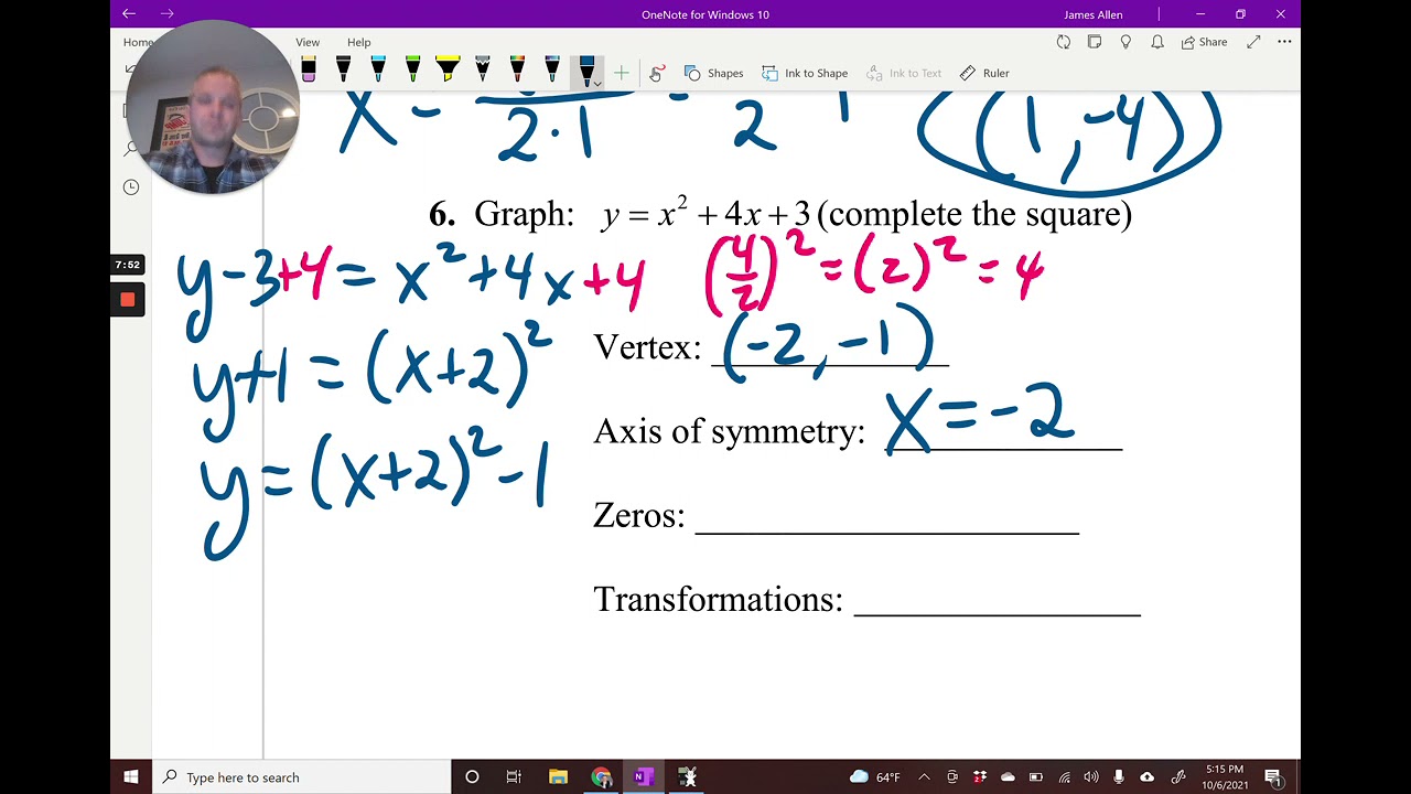 Chapter 4 Review KEY Algebra 2 Honors
