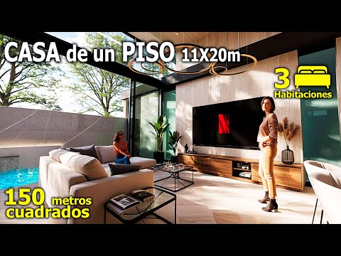 Video del proyecto Single-story house plans with a 11x20m pool