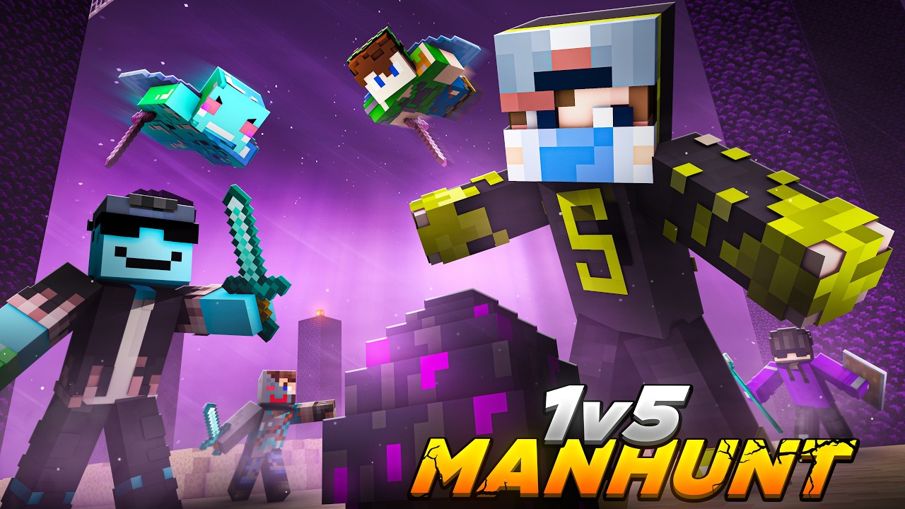 1 VS 5 Speedrunner VS Hunter FINALE Rematch | Minecraft Manhunt