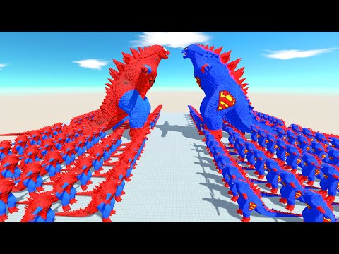 Super Monster War -Team Superman Godzilla 2014 Vs Team Spider Godzilla 2014 - Burning Godzilla- ARBS