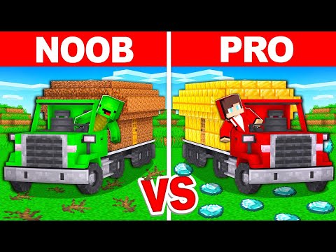 JJ's RICH Truck vs Mikey's POOR Truck Build Battle in Minecraft - Maizen