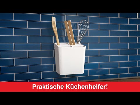 Artikelvideo 1 für tesa Küchenutensilienhalter weiß, Einzeladapter, Utensilienhalter, Utensilieneinlage, tesa® Power.Kit Adapter, tesa® Klebeapplikator, Anleitung, Wasserwaage, Rändelmutter, Artikelnummer 554887