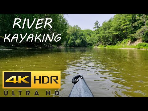 4K River Kayaking - Nature Sounds - Birds Singing - Relaxing