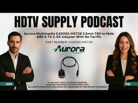 Aurora Multimedia CA0052-M3T2R 3.5mm TRS to Male DB9 3-TX 2-RX Adapter With No Tariffs