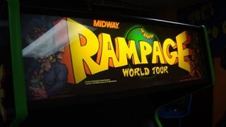 Midway's Rampage World Tour arcade game!  The Rock Movie Gameplay!