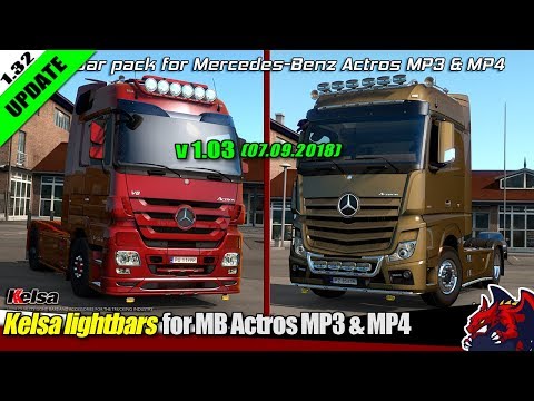 EST2 (1.32b) | tuning pack "Kelsa lightbars for MB Actros MP3 & MP4 v1.03 (07.09.2018) - review
