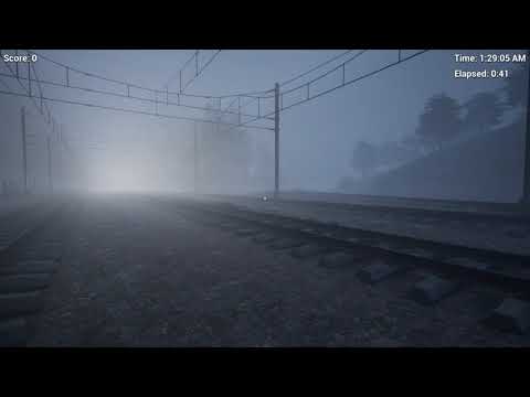 Simulated Train Emerging From Fog