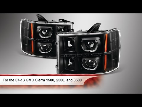 07-13 GMC Sierra 1500, 2500, and 3500 LED Halo Projector Headlights