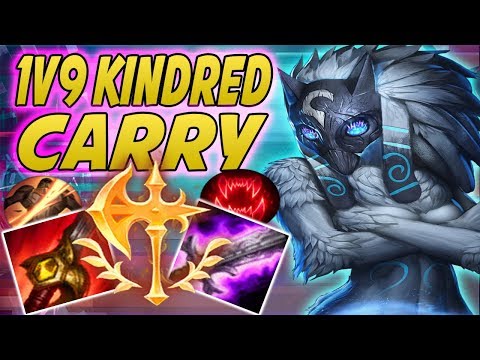 1V9 KINDRED HARD CARRY FULL BUILD IN 23 MINUTES WTF? | 9.8 Kindred Vs. Rek'sai - League of Legends