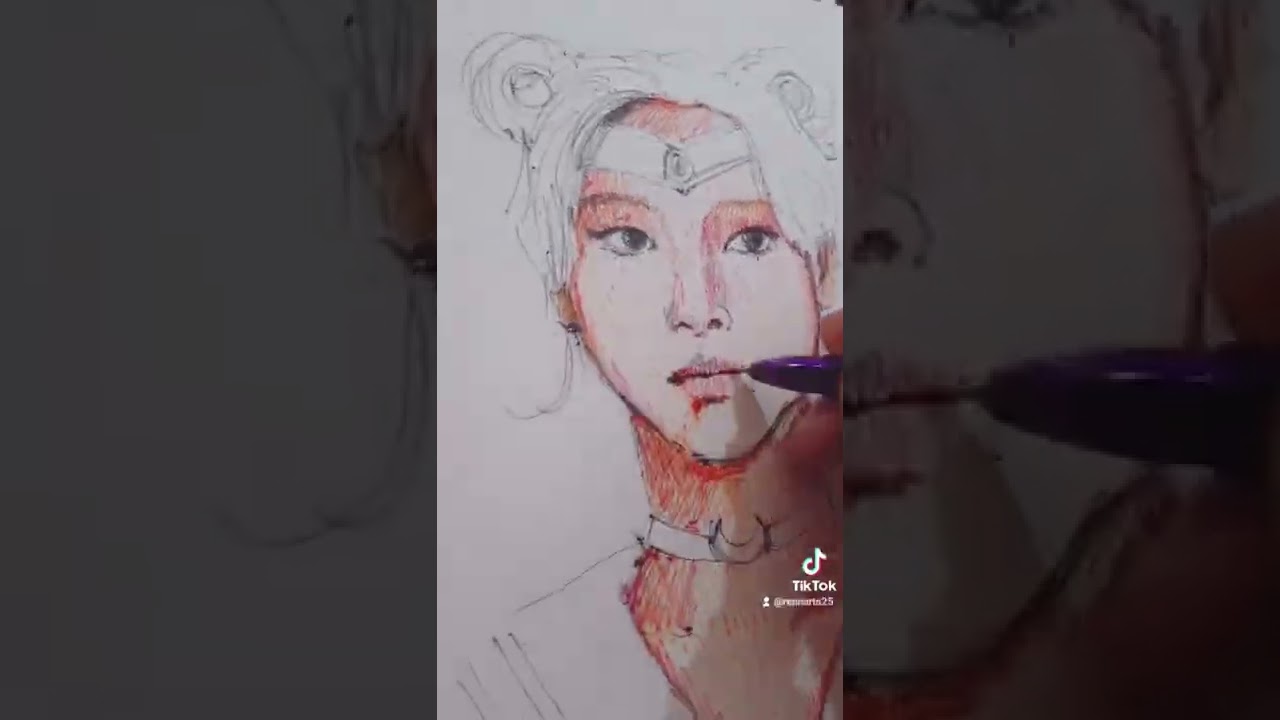 Sailor Moon x Chaeyoung - Ballpoint pen art #shorts