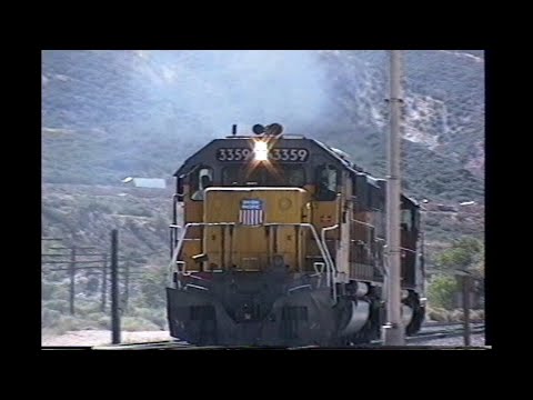 1176. UNION PACIFIC UP 3359 HELPER set at Cajon Pass California on August 25 1993 with 2 freight eng