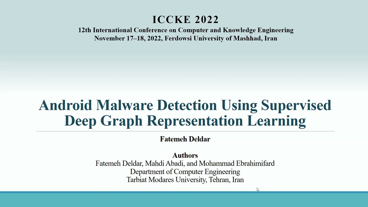 ICCKE 2022 - Android Malware Detection using Supervised Deep Graph Representation Learning