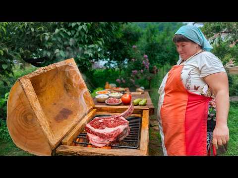 Cooking Steak and Flatbread in the Ukrainian Countryside