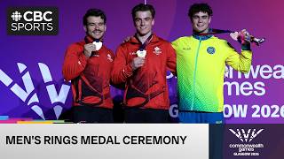 Felix Dolci & William Emard receive gold & silver medal for rings, Canadian anthem plays in Glasgow