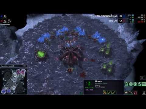 Starcraft II -- Heart of the Swarm -- G4 Life (Z) vs. Hyun (Z) on Expedition Lost LE