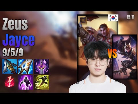 Zeus Top Jayce vs Quinn lol KR solo rank Full Game 15.11 | 제우스 제이스 vs 퀸
