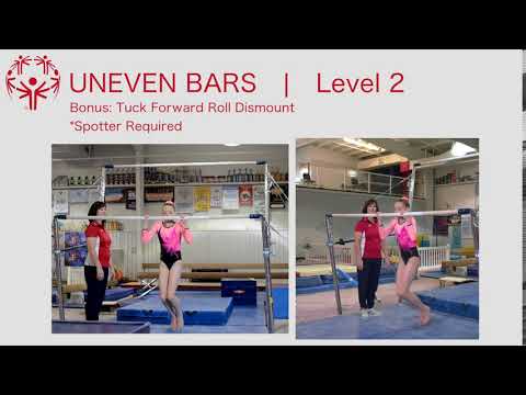 Female Level 2 Uneven Bars Forward Roll Dismount