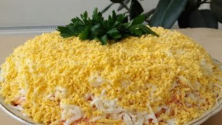 Салат Мимоза с картошкой и рыбными консервами
