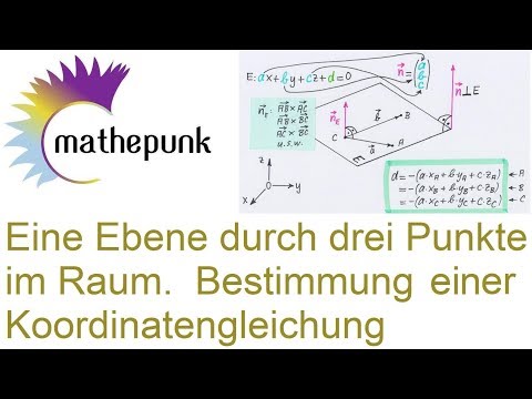 Eine Ebene durch drei Punkte im Raum.  Bestimmung einer Koordinatengleichung
