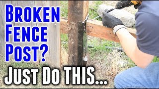 Repair A Broken Fence Post FAST (EZ-Mender Fence Bracket)
