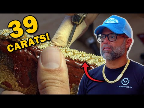 Setting 1554 Diamonds on a Gold Cuban Link - MOST IMPRESSIVE!!