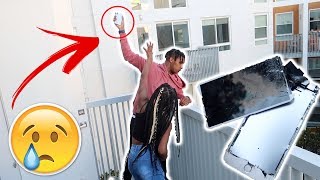 I THREW MY LITTLE SISTER IPHONE Xs OFF THE BALCONY!! **EMOTIONAL**