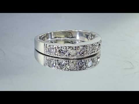 SOLD 1.00 ct NATURAL DIAMOND half eternity band ring PLATINUM 4 mm size 7.5