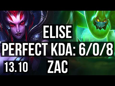 ELISE vs ZAC (JNG) | 6/0/8, 800+ games, 900K mastery, Dominating | KR Master | 13.10