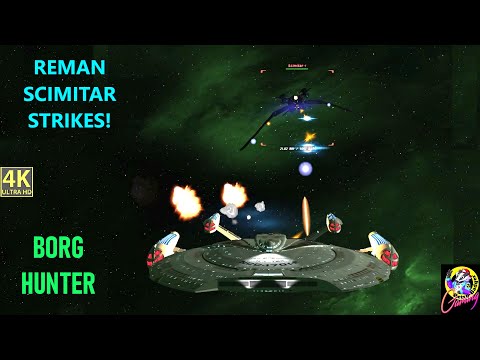 BORG Hunter ATTACKS REMAN Scimitar - Spectacular Star Trek Ship Battles - Bridge Commander