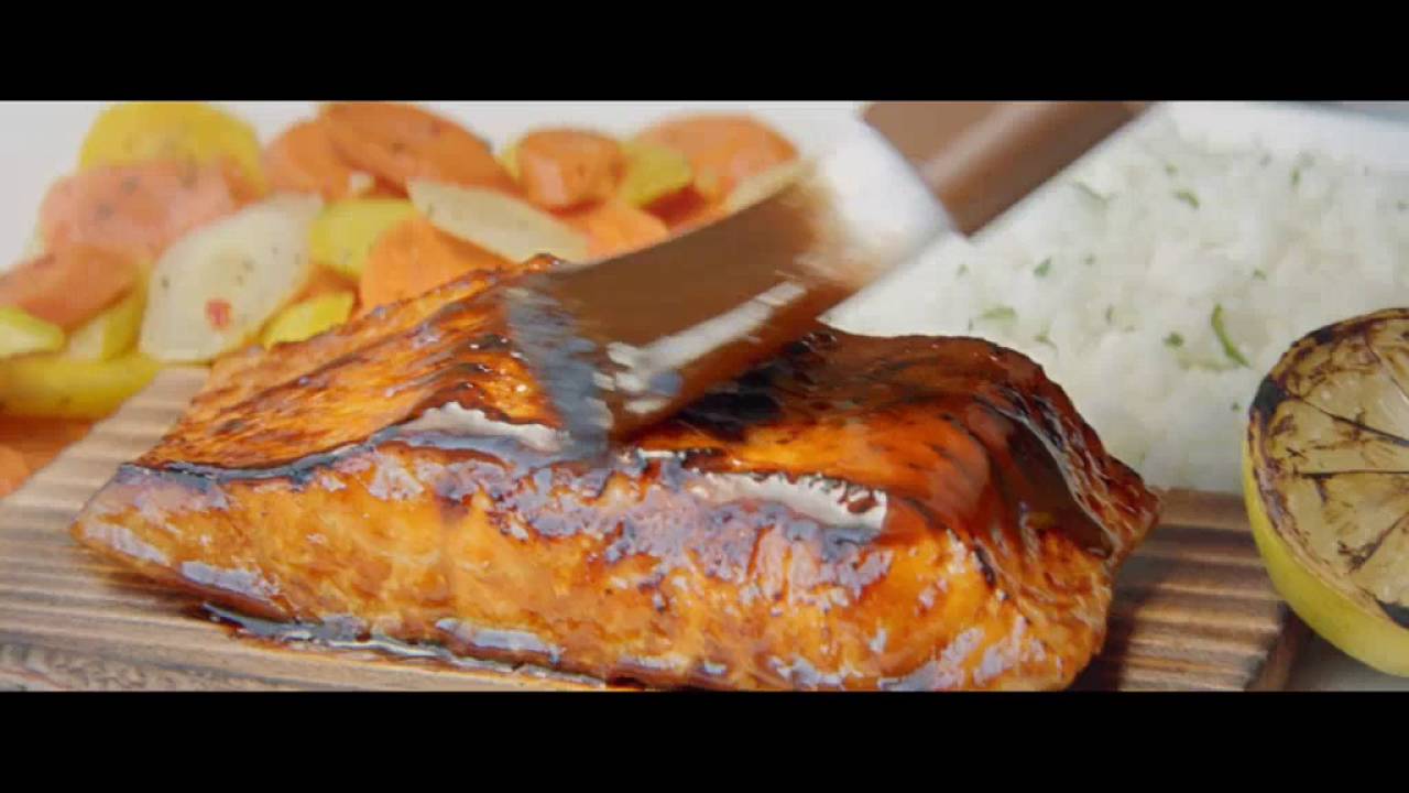 Cedar Plank Maple Bourbon Salmon at Bonefish Grill