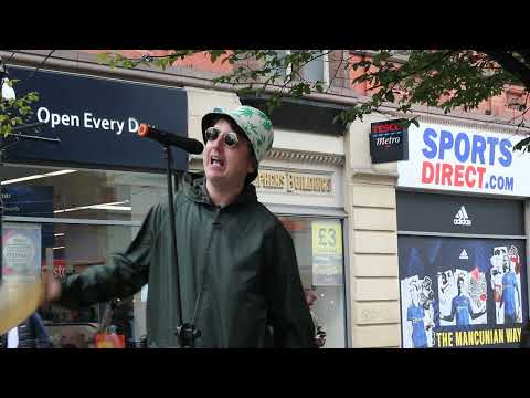 Performing Be Here Now and Go Let it Out as Liam Gallagher (Oasis) on the Street in Manchester