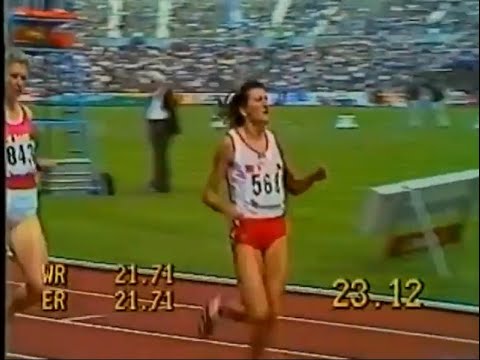 Ewa  Kasprzyk  Wygrywa Bieg na 200m Eliminacyjny Mistrzostwa Europy w Lekkoatletyce 1986 Stuttgart