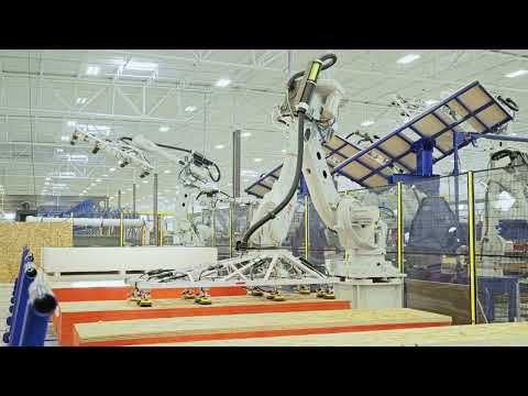 Automated Modular Construction   ABB Robots build wall panels   The House of Design & AutoVol part1